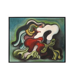 Peinture de Tempera « Composition Biomorphique », moderniste du milieu du siècle dernier