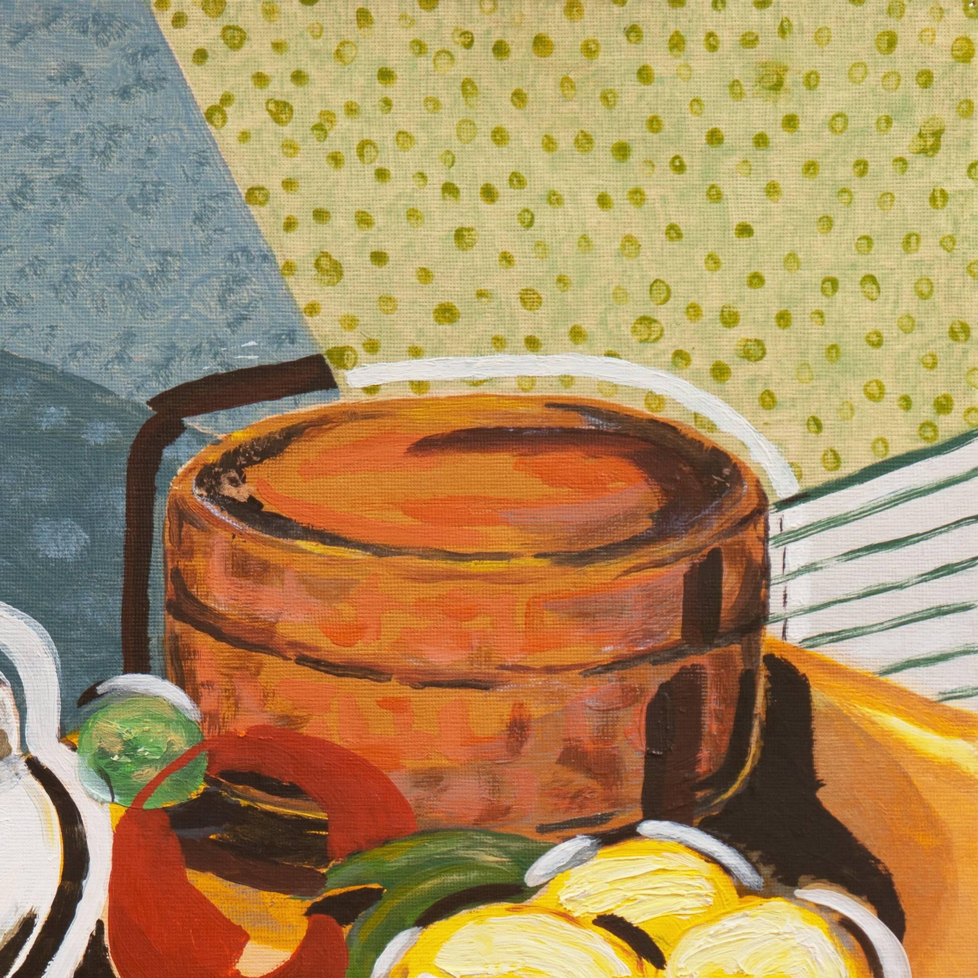 'Still Life, Yellow and Blue', Woman Artist, Los Angeles, California Modernist For Sale 1