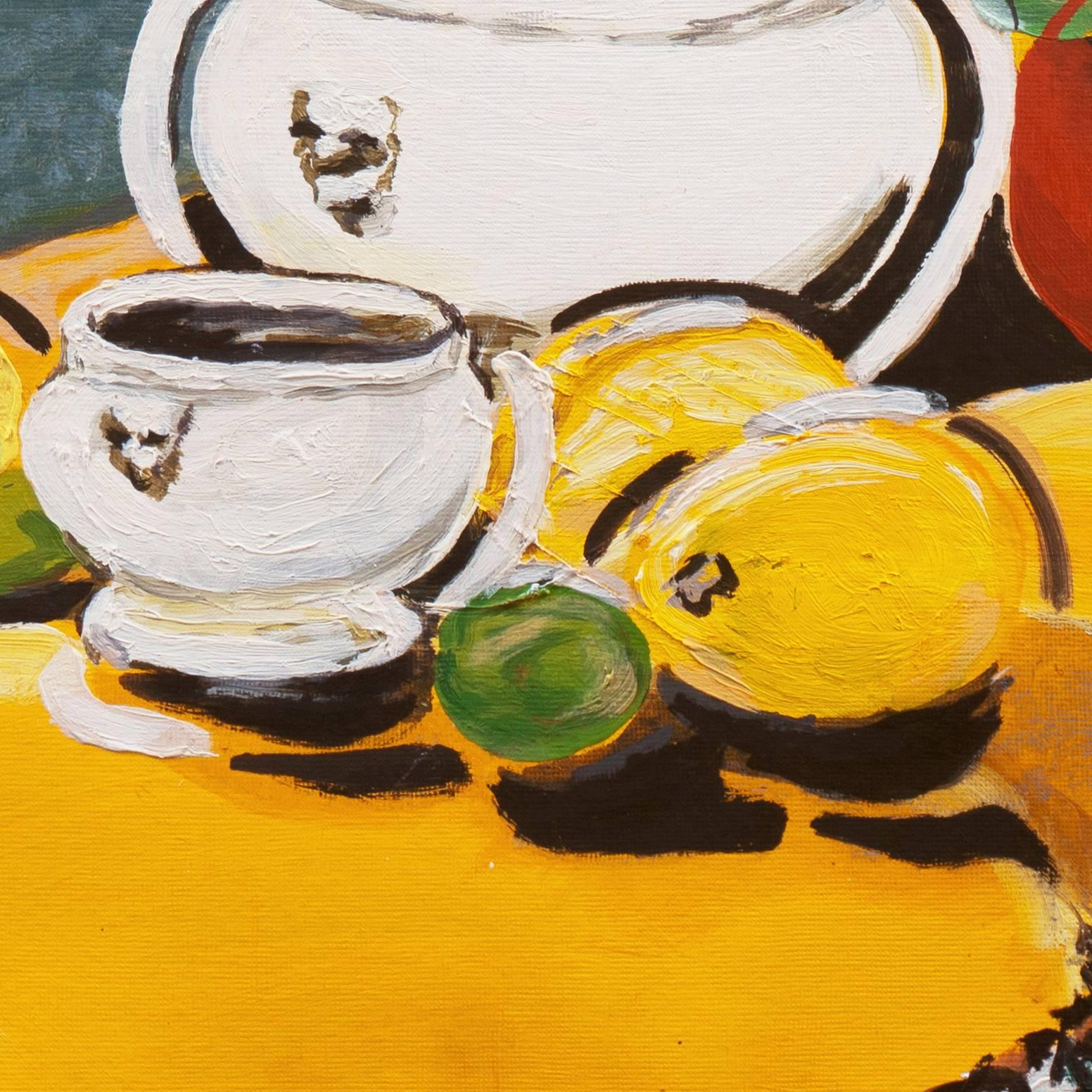 'Still Life, Yellow and Blue', Woman Artist, Los Angeles, California Modernist For Sale 5