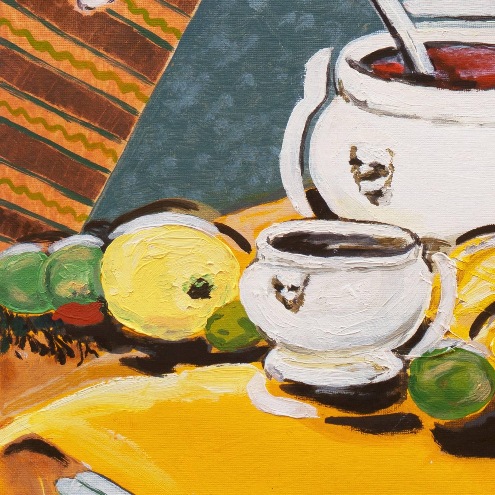 'Still Life, Yellow and Blue', Woman Artist, Los Angeles, California Modernist For Sale 6
