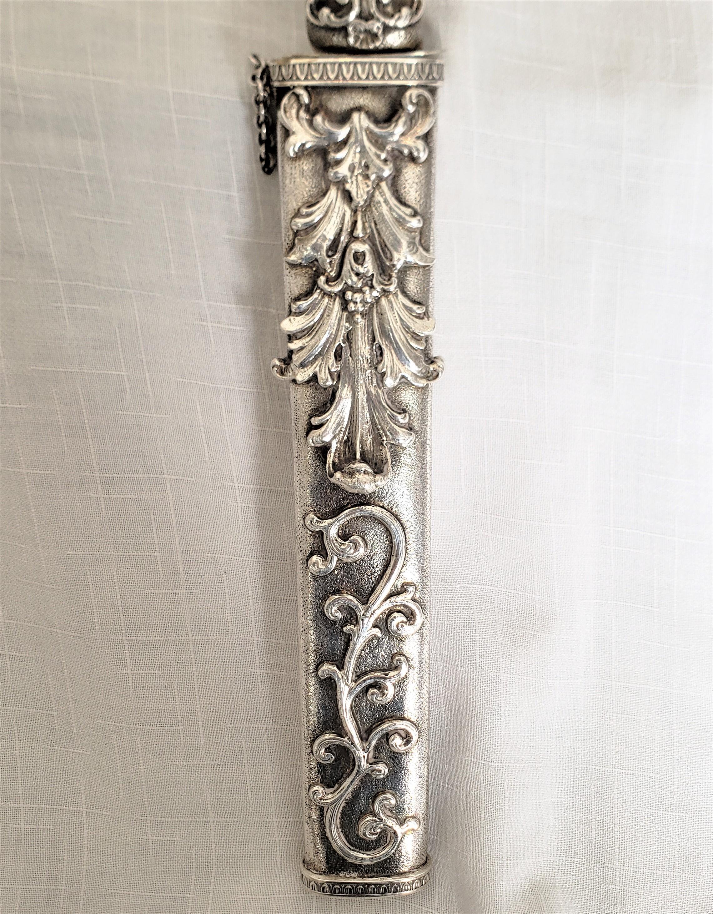 Vera Jardin Antique Styled Sterling Silver Italian Knife & Scabbard Desk Set For Sale 5