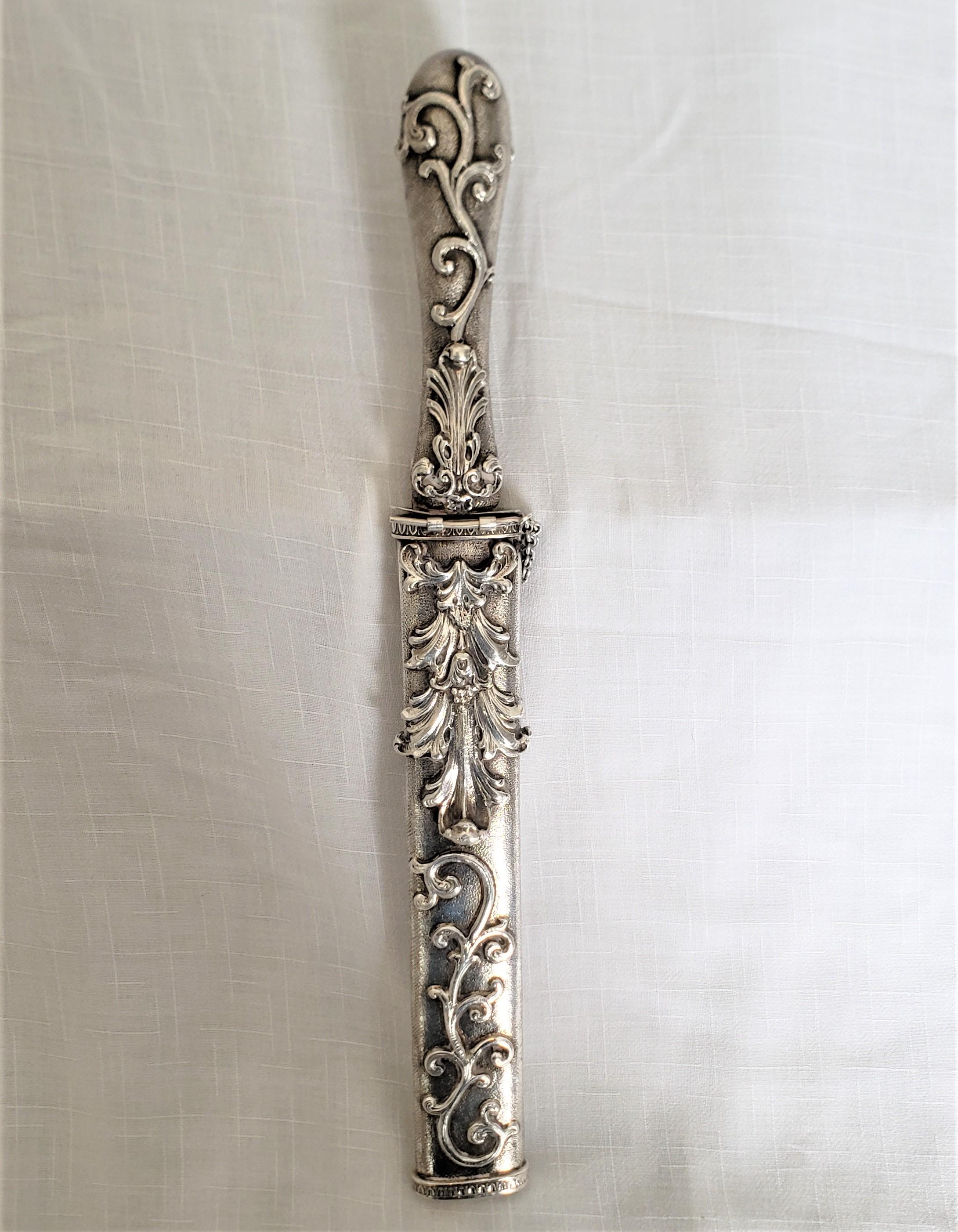 Vera Jardin Antique Styled Sterling Silver Italian Knife & Scabbard Desk Set For Sale 2