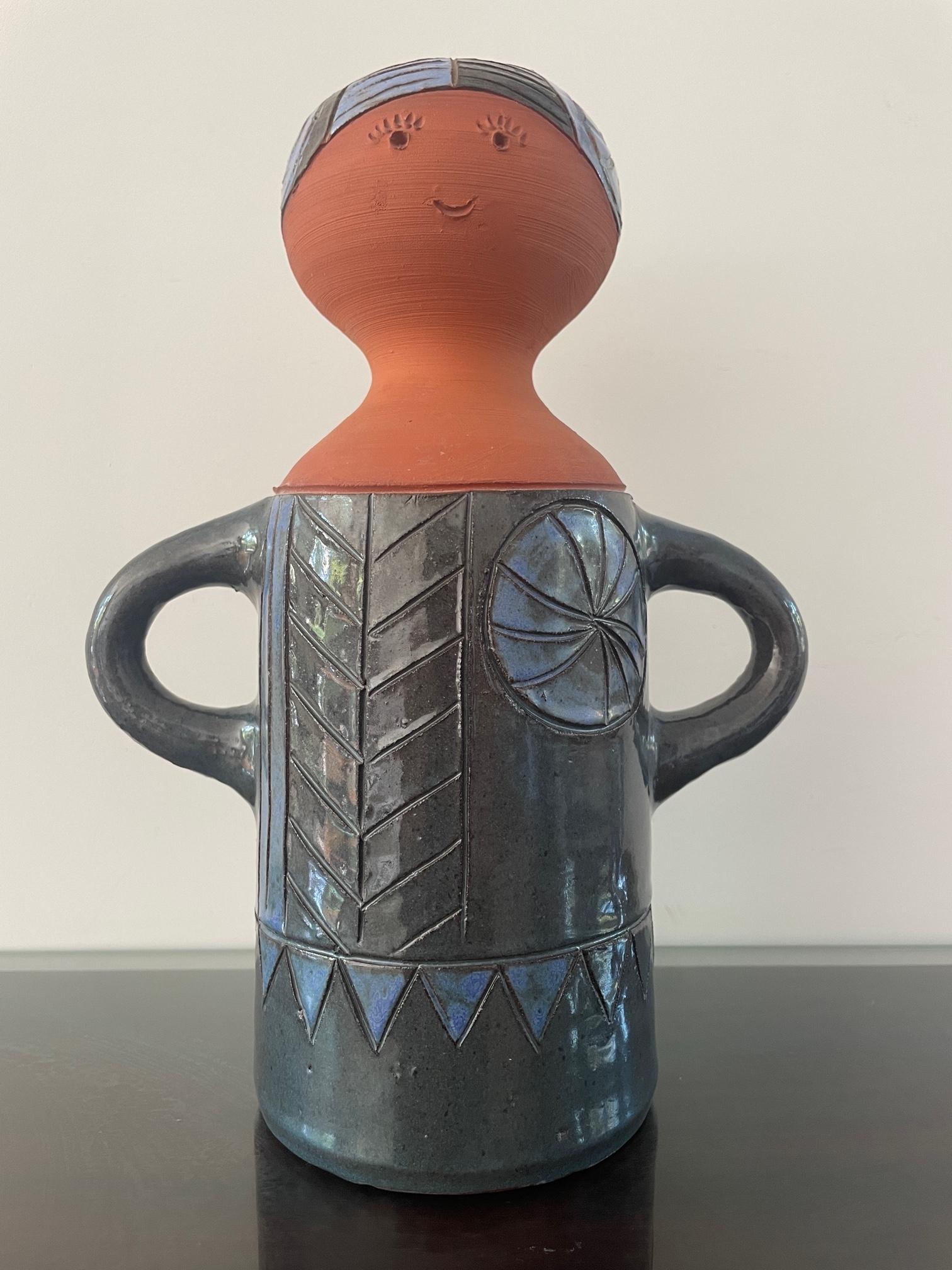 Ceramic Vera Kaij Steneby, earthenware vase in the form of female figure. Swedish design For Sale