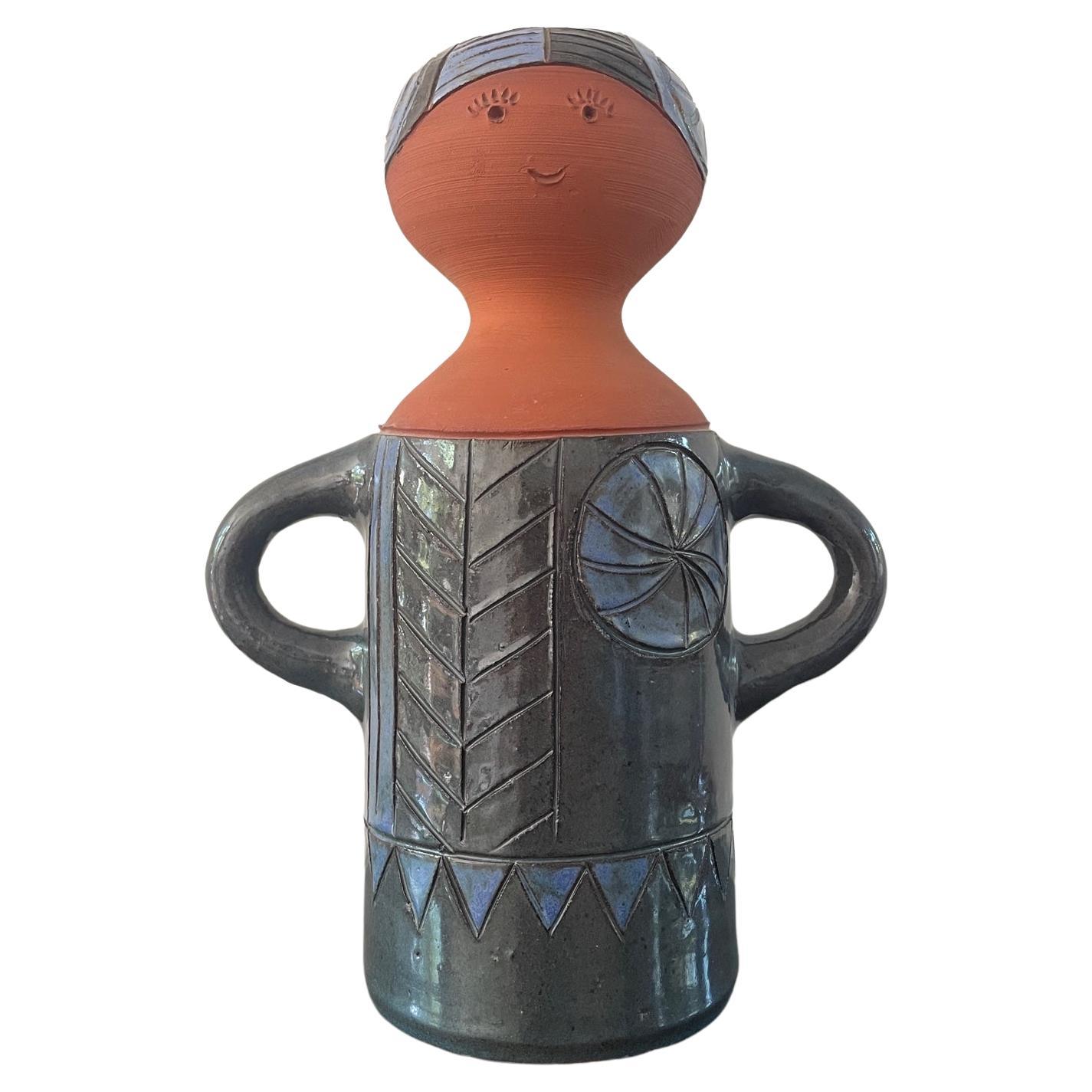 Vera Kaij Steneby, earthenware vase in the form of female figure. Swedish design For Sale
