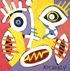 "COLORFUL FACE" Peinture 31" x 31" pouces par Vera Kochubey 