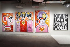 « DIVINE LOVE GENIUS WORLD », peinture de 59" x 51" pouces par Vera Kochubey