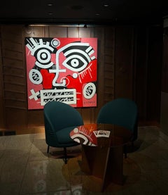 "RED POWER" Abstract Painting 57" x 57" inch by Vera Kochubey