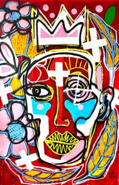"The Red Priest" Abstract Painting 87" x 62" inch by Vera Kochubey