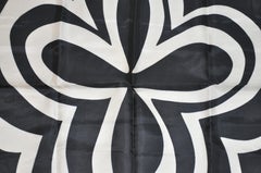 Vera Midnight Black and Ivory "Lucky Clover" with White Borders Scarf