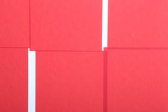 9 Carrés Rouges, Geometric Abstract Linocut by Vera Molnar