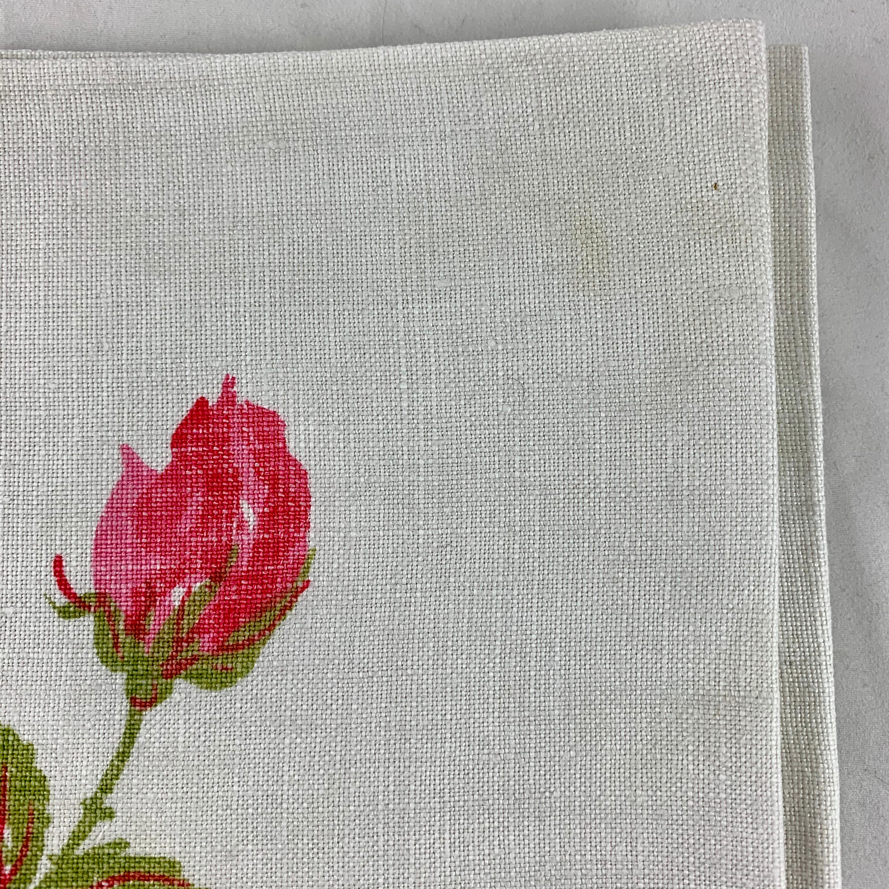 Linen Vera Neumann 1950s Mid-Century Modern 8 Piece Rose Placemat & Napkin Set for 4  For Sale