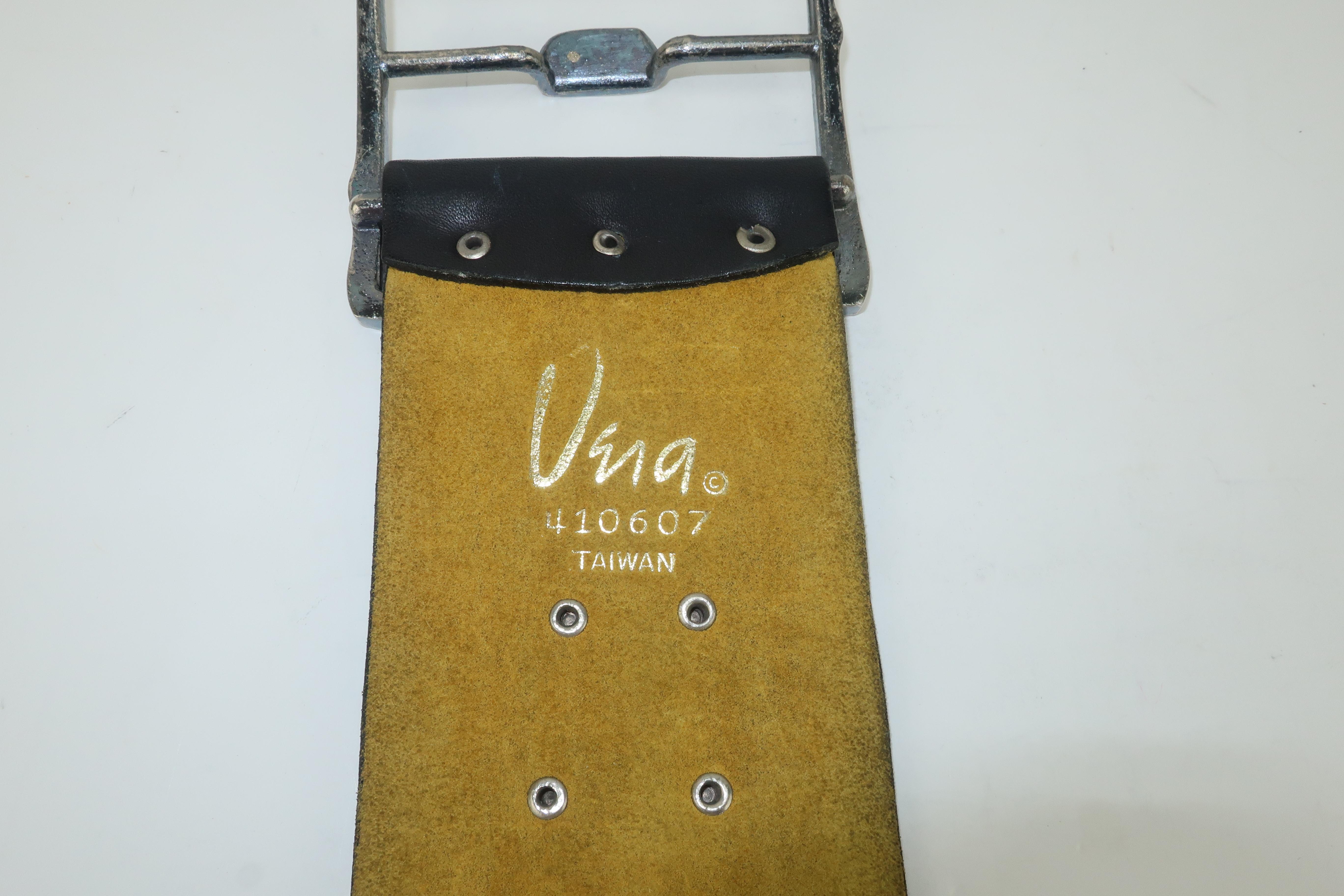 Vera Neumann Black Leather Studded Wide Belt, 1960's 6