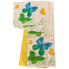 Vera Neumann Mid-Century Modern Era Butterflies & Grass Table Runner & Mats S/3