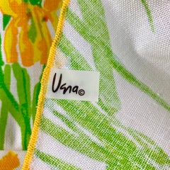 Vera Neumann Mid-Century Yellow & Green Iris 88 inch Round Tablecloth Unused