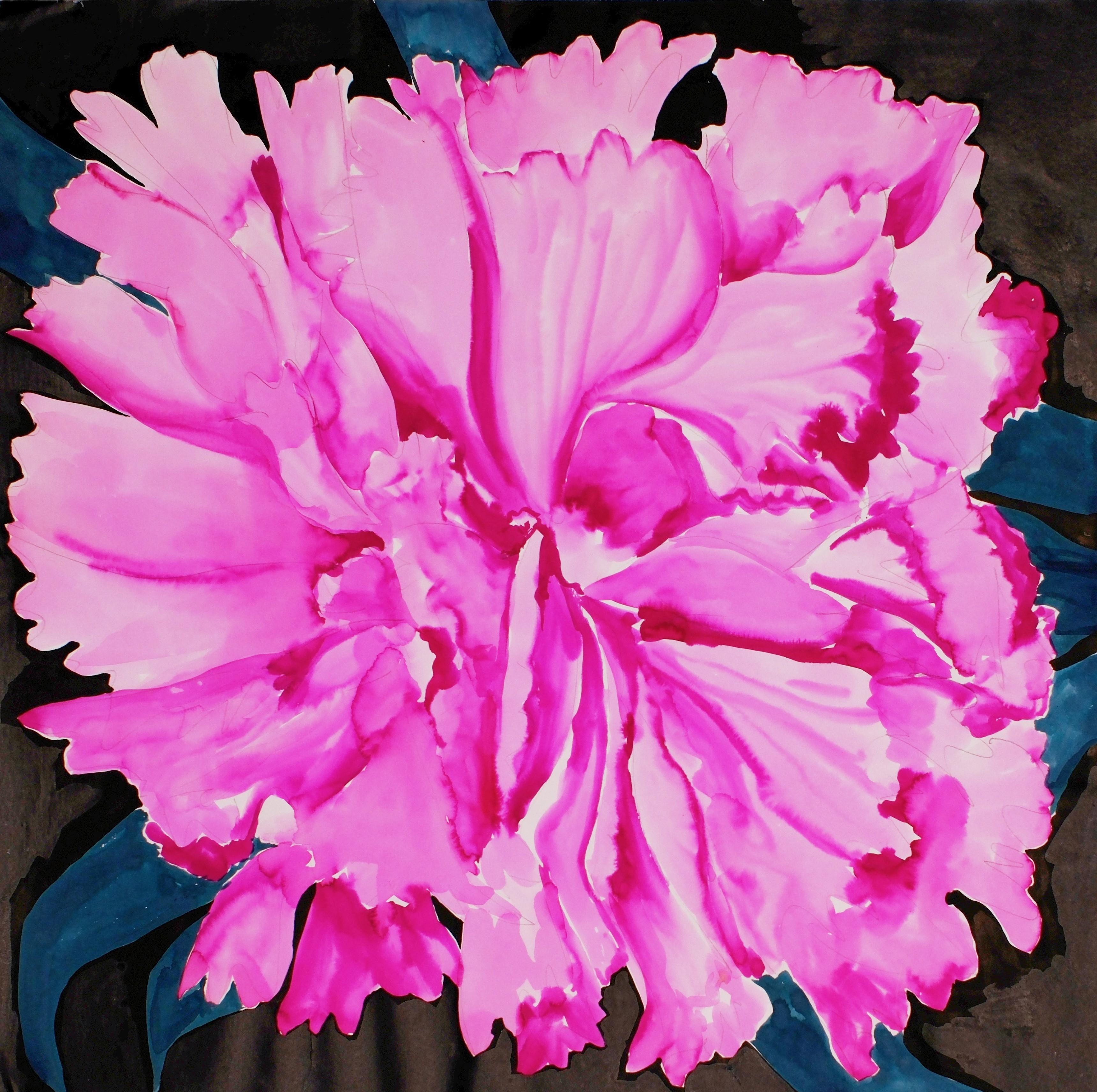 Vera dipinge una peonia - Painting di Vera Neumann