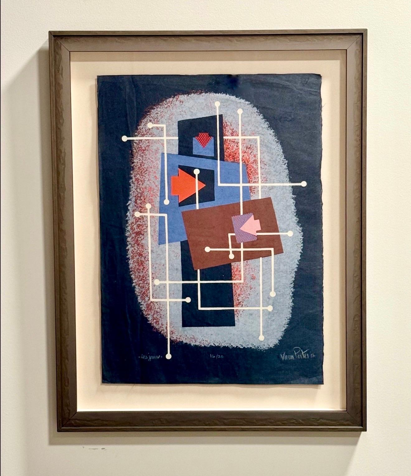 Handsome modernist silkscreen by listed California artist, Vera Alyce Porter c1956. Very small edition of 20. Titled, 