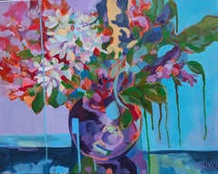 Fiori e foglie d'autunno, dipinto originale