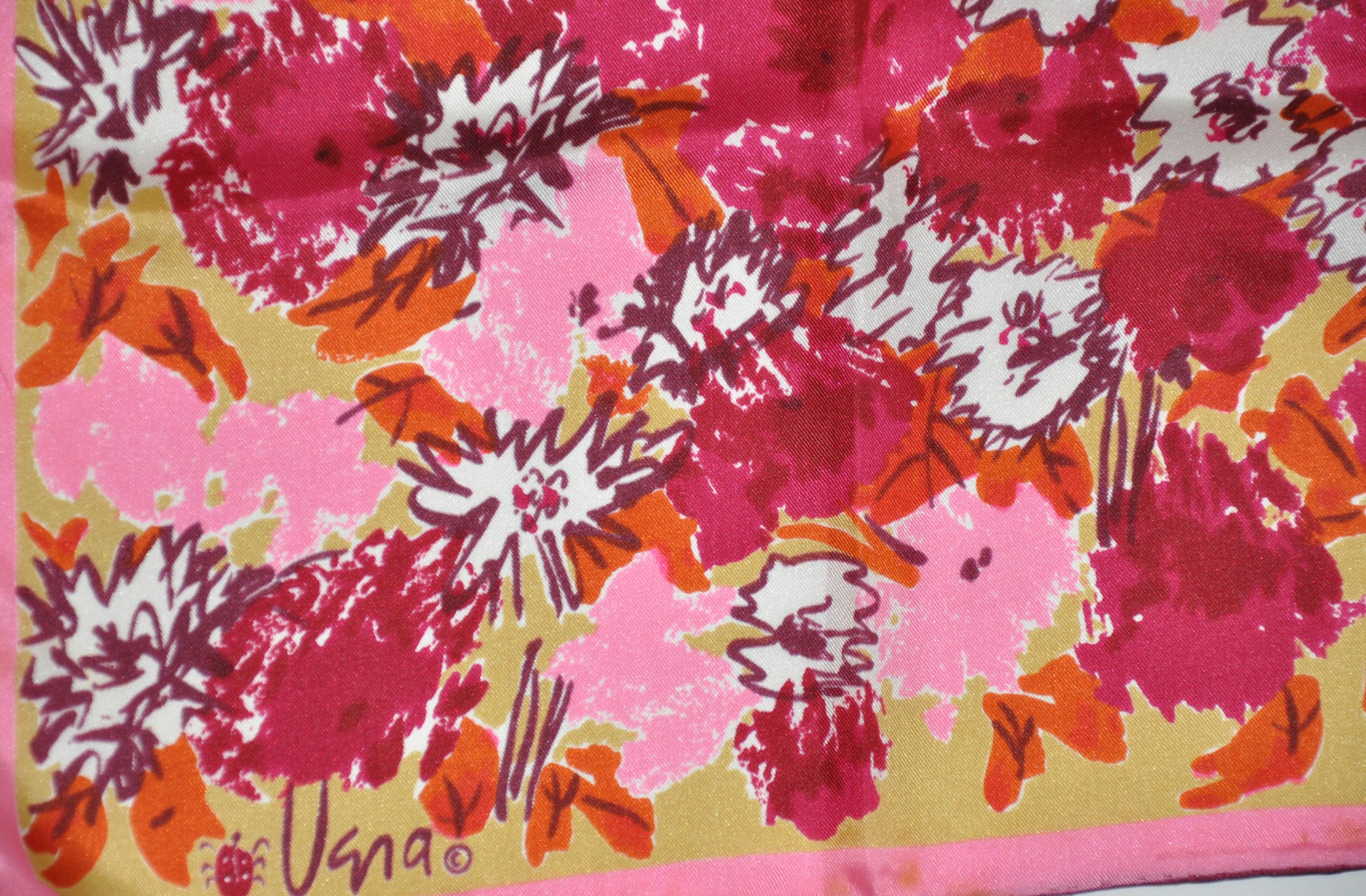 Rose Vera - Écharpe en soie « Shades Of Burgundy & Pinks Bloom Floral » (Shades Of Burgundy & Pinks Bloom) en vente