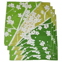 Napkins à fleurs Vera vert émeraude et blanc "Set of 4" (six de 4")