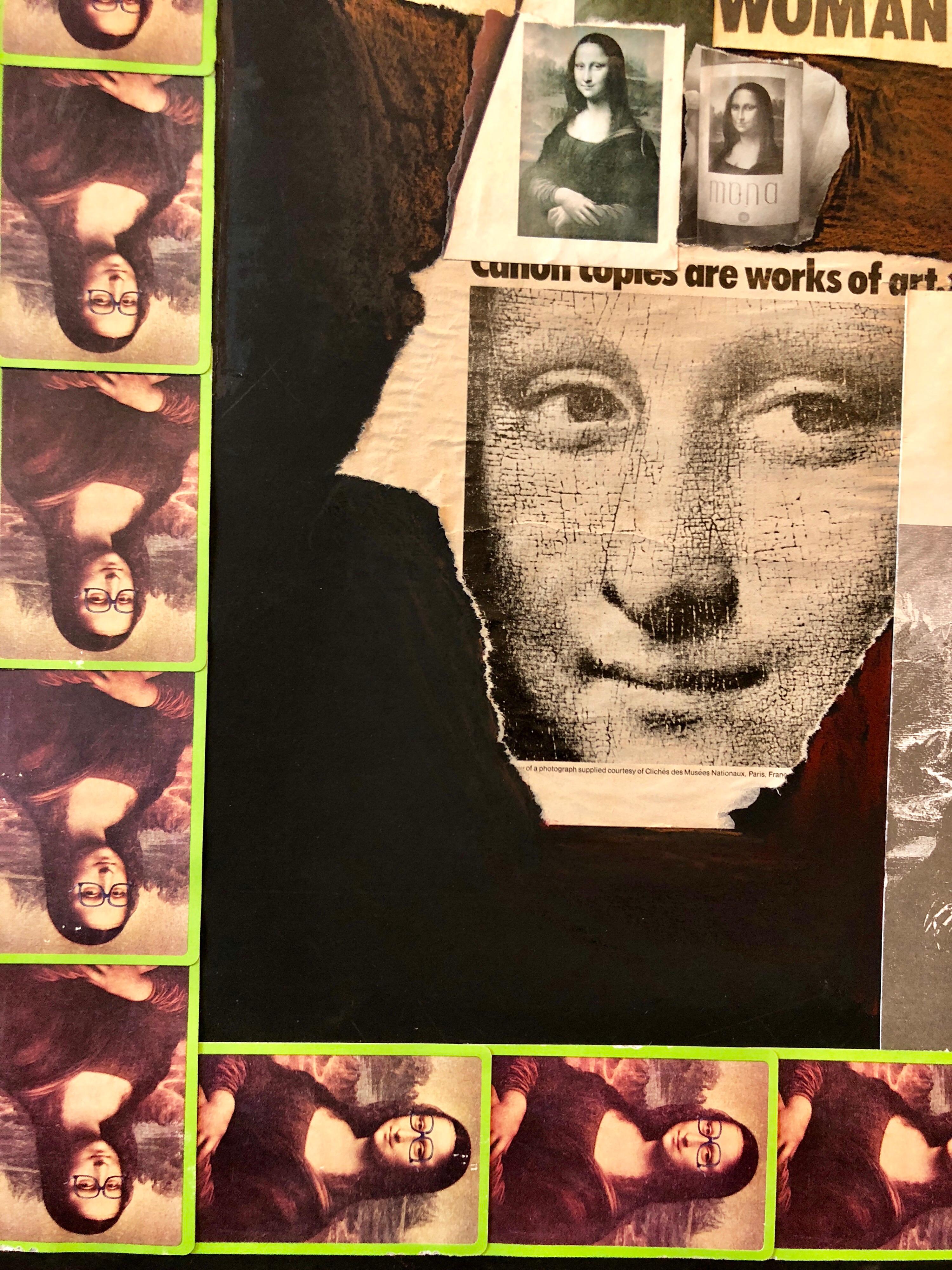 1970 Mona Lisa Photo Collage Photographie Pionnière Femme Aviatrice Féministe Pop Art en vente 5