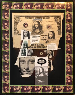 Vintage 1970s Mona Lisa Photo Collage Photograph Pioneer Female Aviator Feminist Pop Art