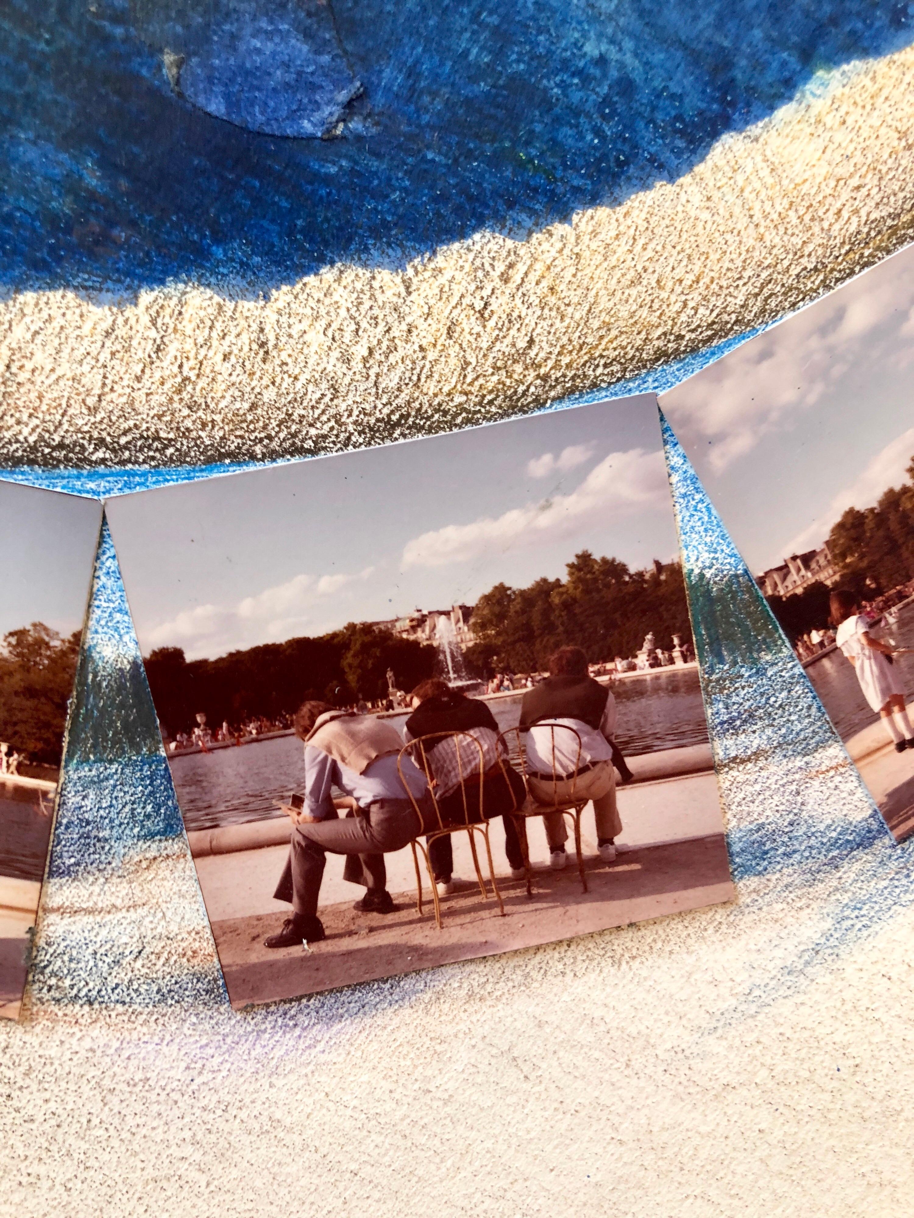 Après-midi dans les Tuileries Paris - Peinture de bateaux - Collage de photographies - assemblage  en vente 1