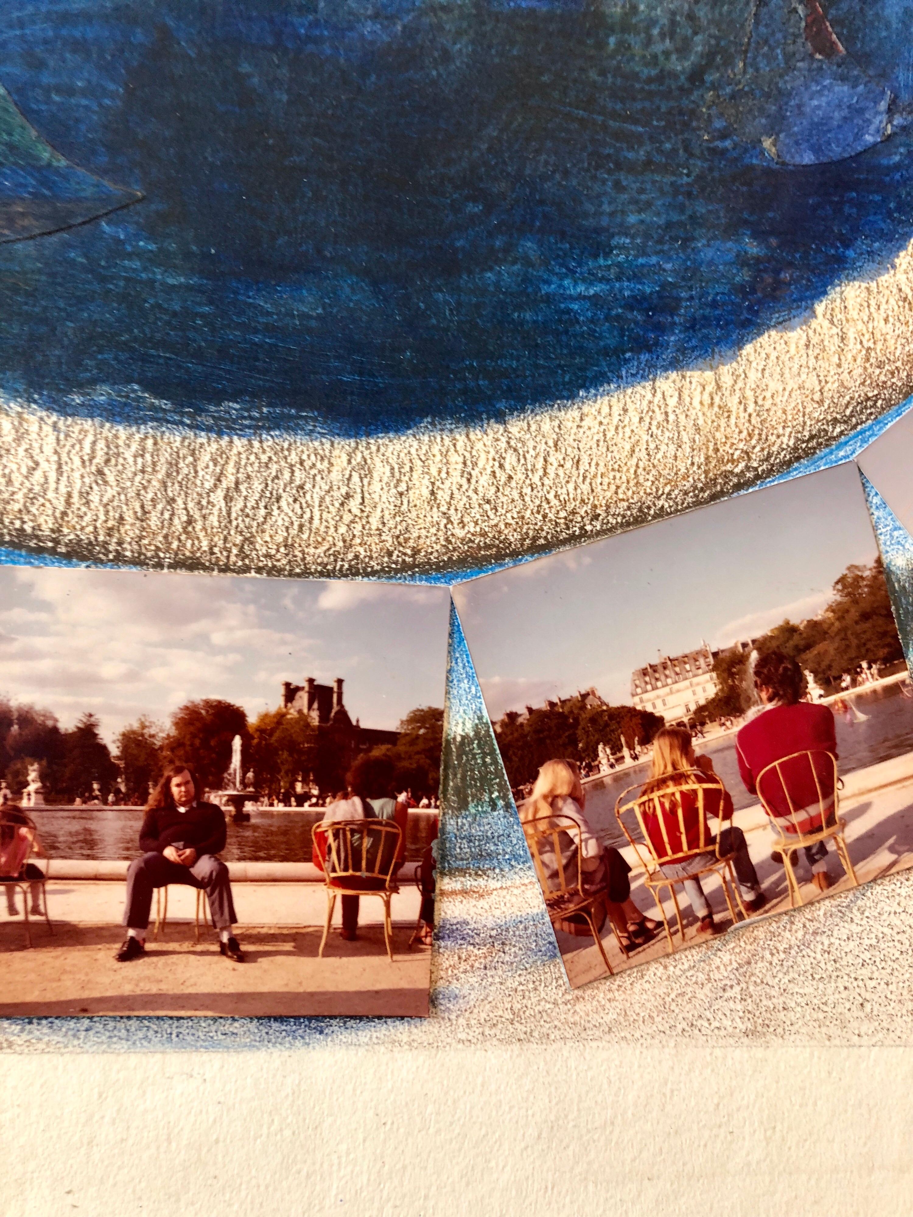 Afternoon in Tuileries Paris Boats Painting Photo Collage Photograph Assemblage  For Sale 4