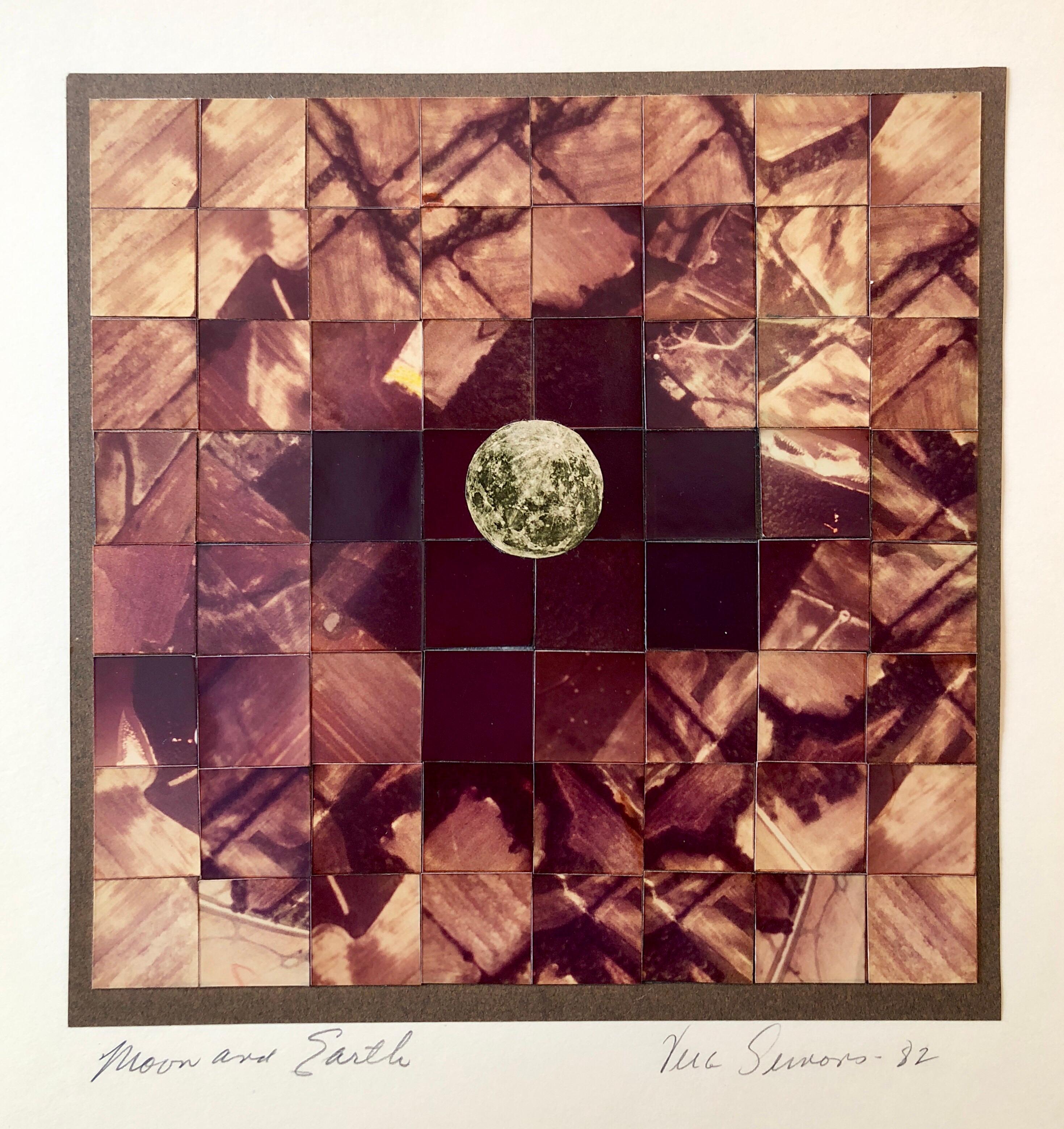 Vera Simons Color Photograph – Mond- und Erde-Assemblage, Foto Mosaik-Collage-Fotografie, Feminist Aviator