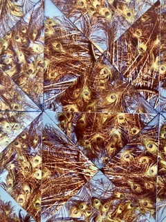 Peacock Feathers Photo Mosaic Collage Photograph, Female Aviator Feminist Art