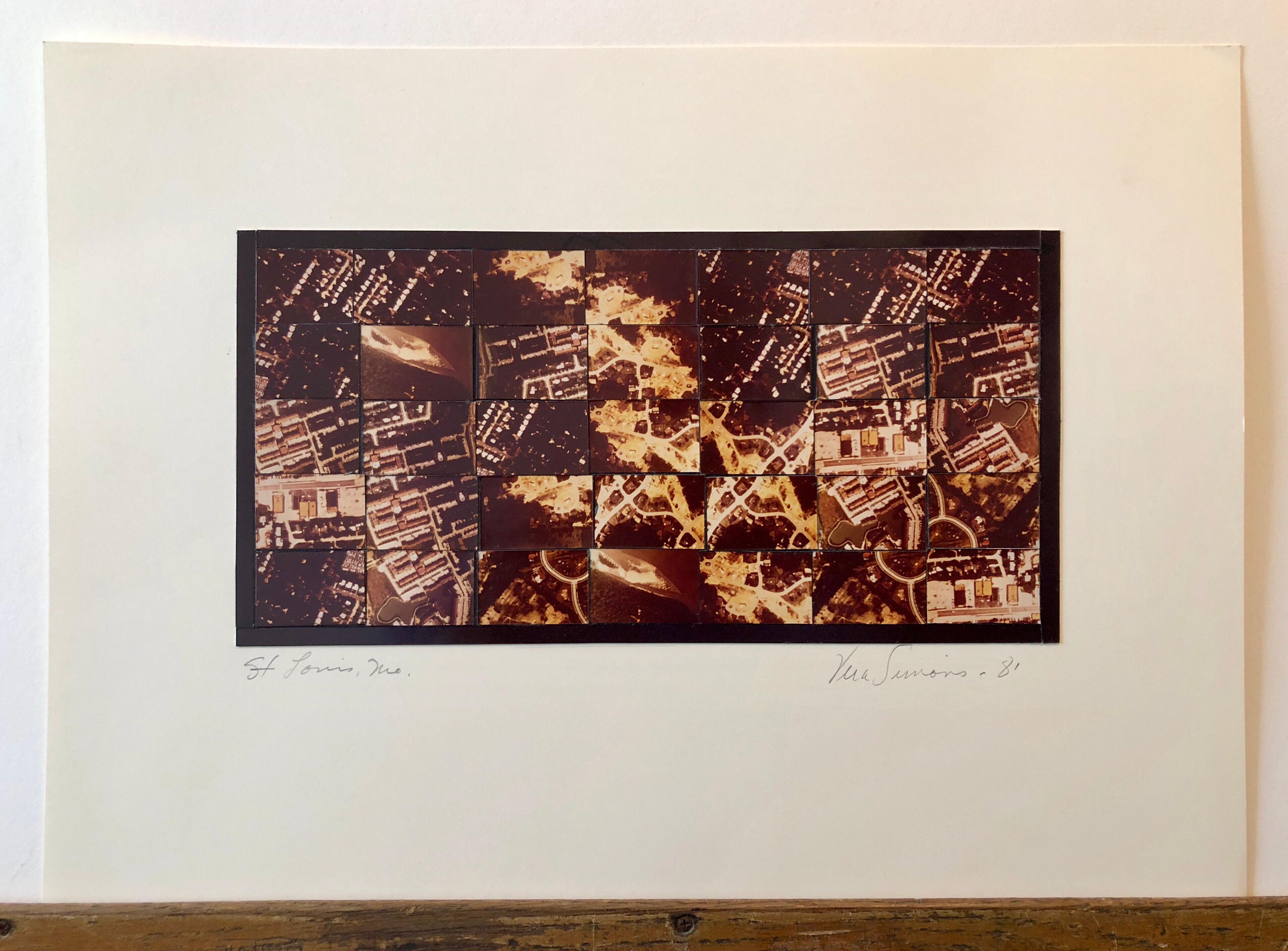 St Louis MO Photo Mosaic Collage Aerial Photograph, Female Aviator Feminist Art - Brown Color Photograph by Vera Simons