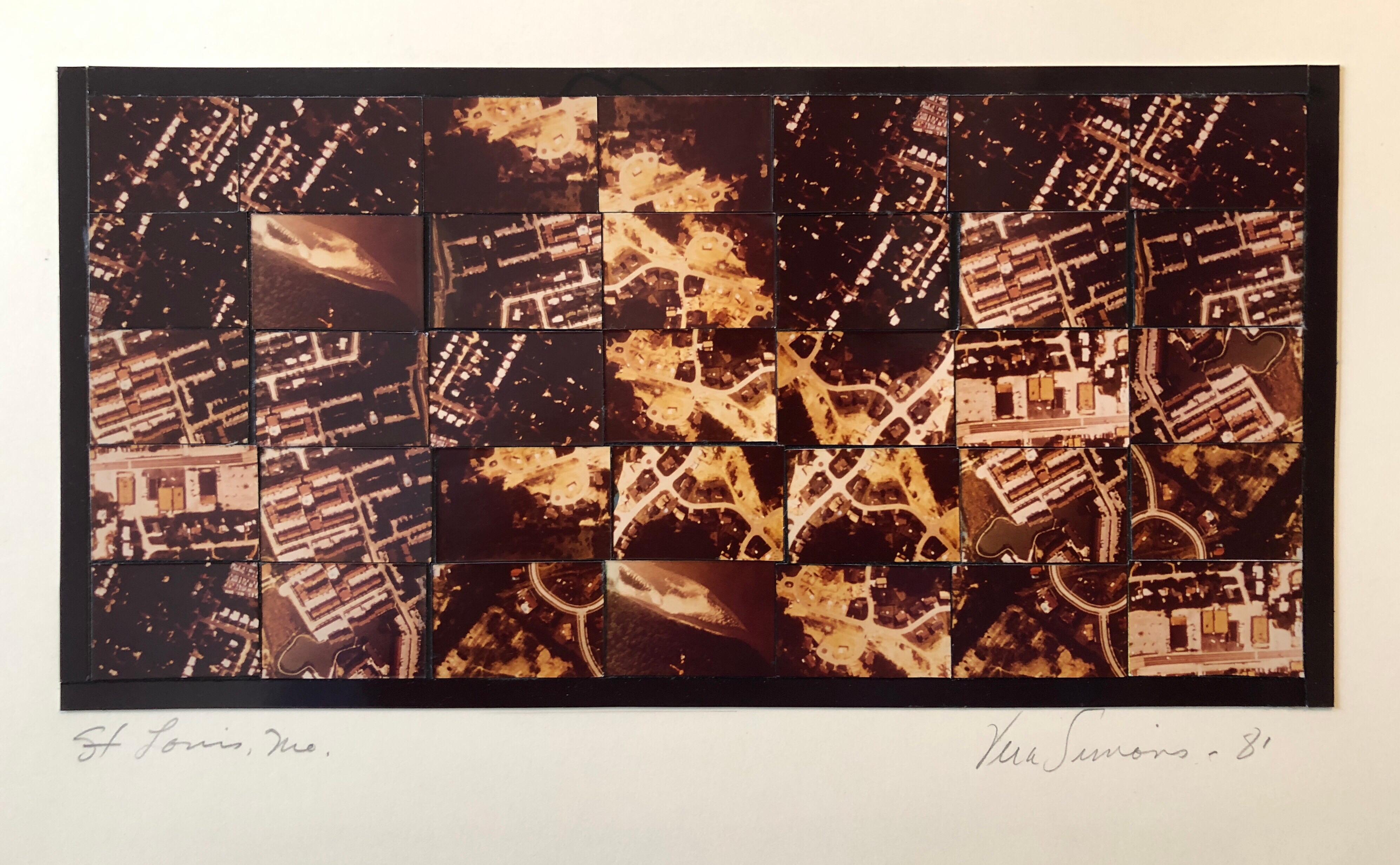 Landscape Photograph Vera Simons -  Photographie aérienne avec collage de mosaïque photographique de la St Louis MO, Femme aviatrice féministe