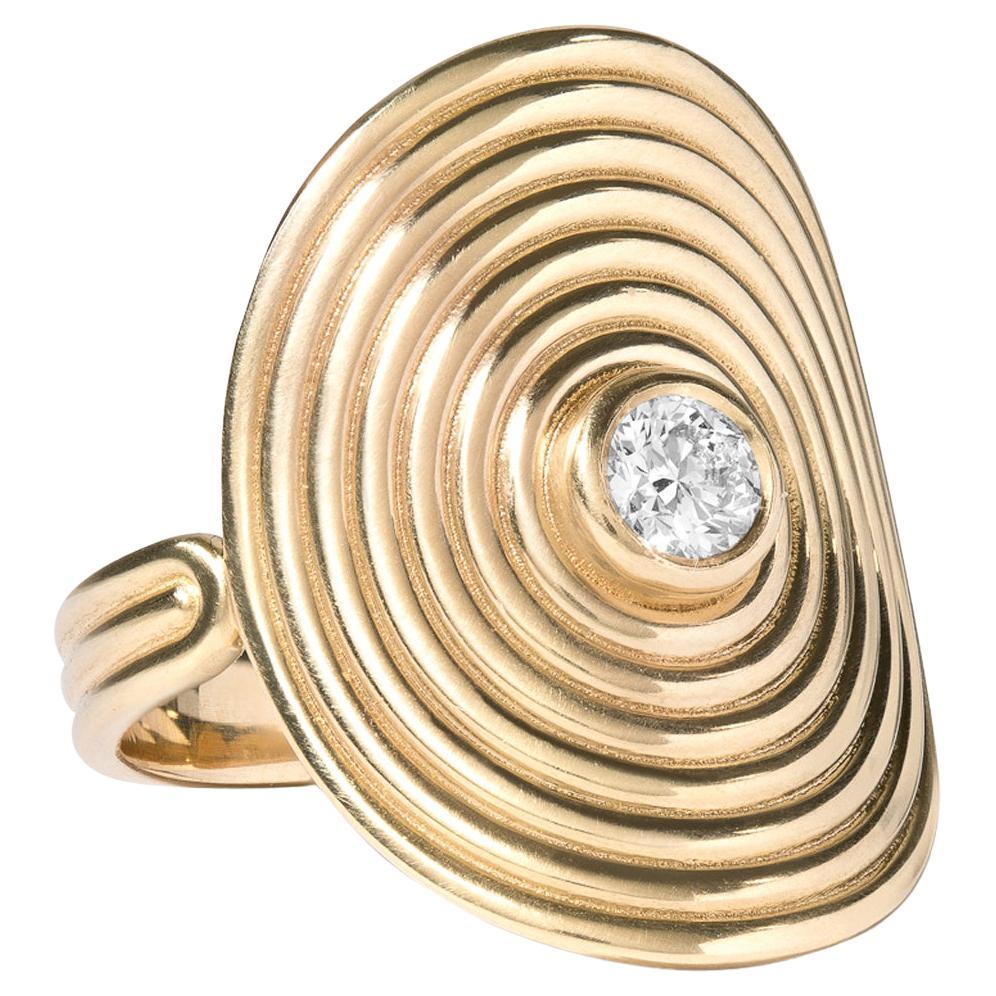 Vera Spiral Ring in Yellow Gold with Diamond by Selin Kent For Sale