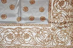 Vera Steel Gray, Brown & Ivory "Etched" Print Scarf