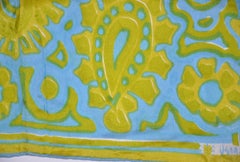 Vera Turquoise & Lime 'Abstract Palsey" Print Silk Scarf
