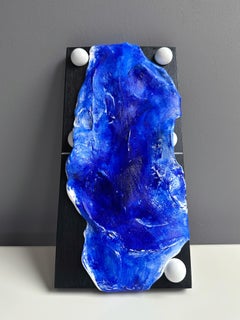 Abstract Domino Wall Relief in Ultramarine Foam Clay and Enamel on Wood