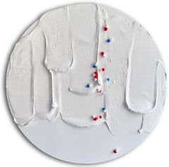 Avalanche Moon Relief in Foam Clay Acrylic White Palette Circular Wall Relief