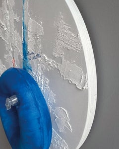 Blue Circular Coastal Wall Sculpture with Figure Nautical Relief Decor Artwork