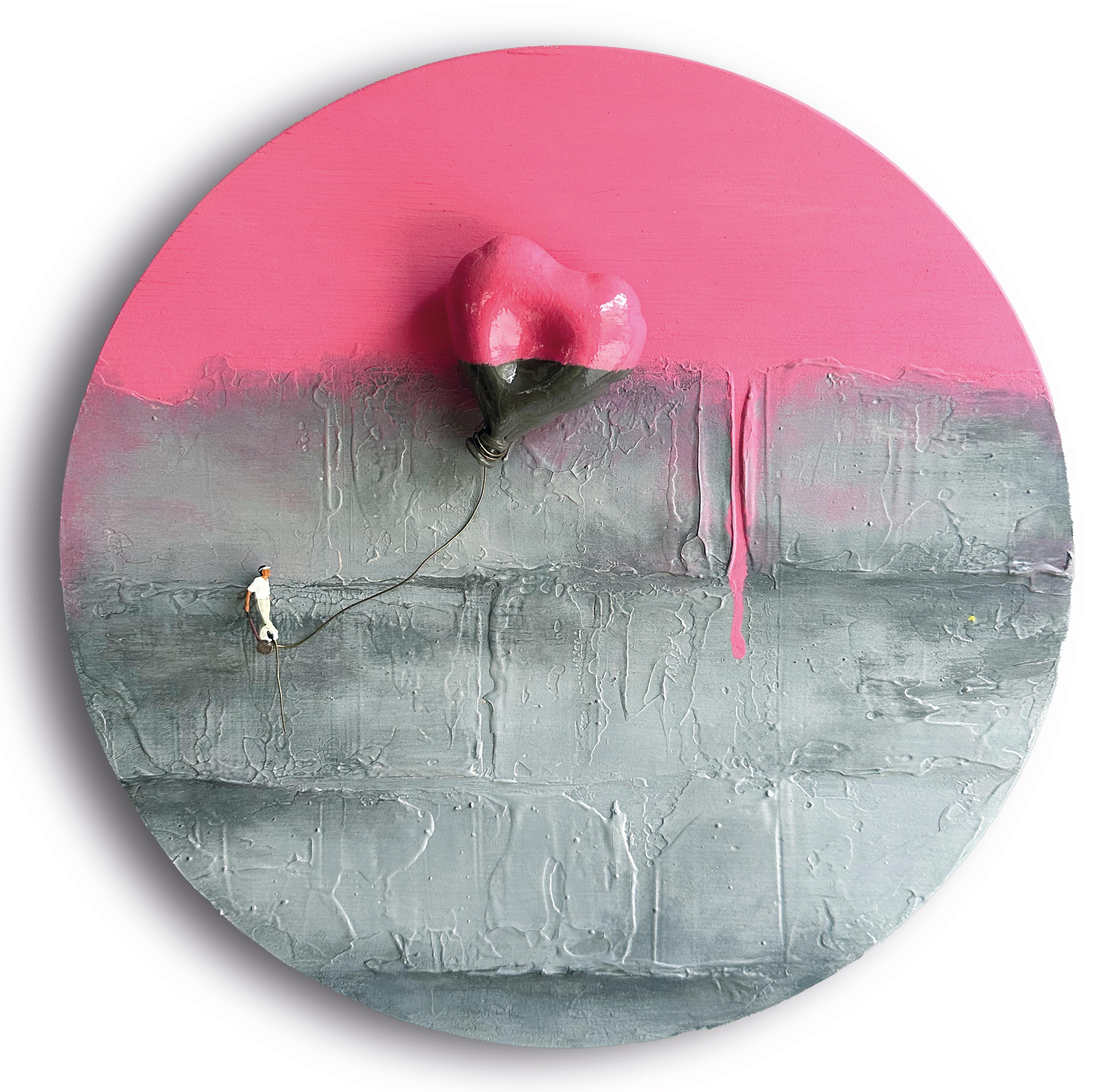 Vera Vizzi Abstract Sculpture - Diventa Mixed Media Wall Sculpture, Heart Balloon, Unique, 30 cm