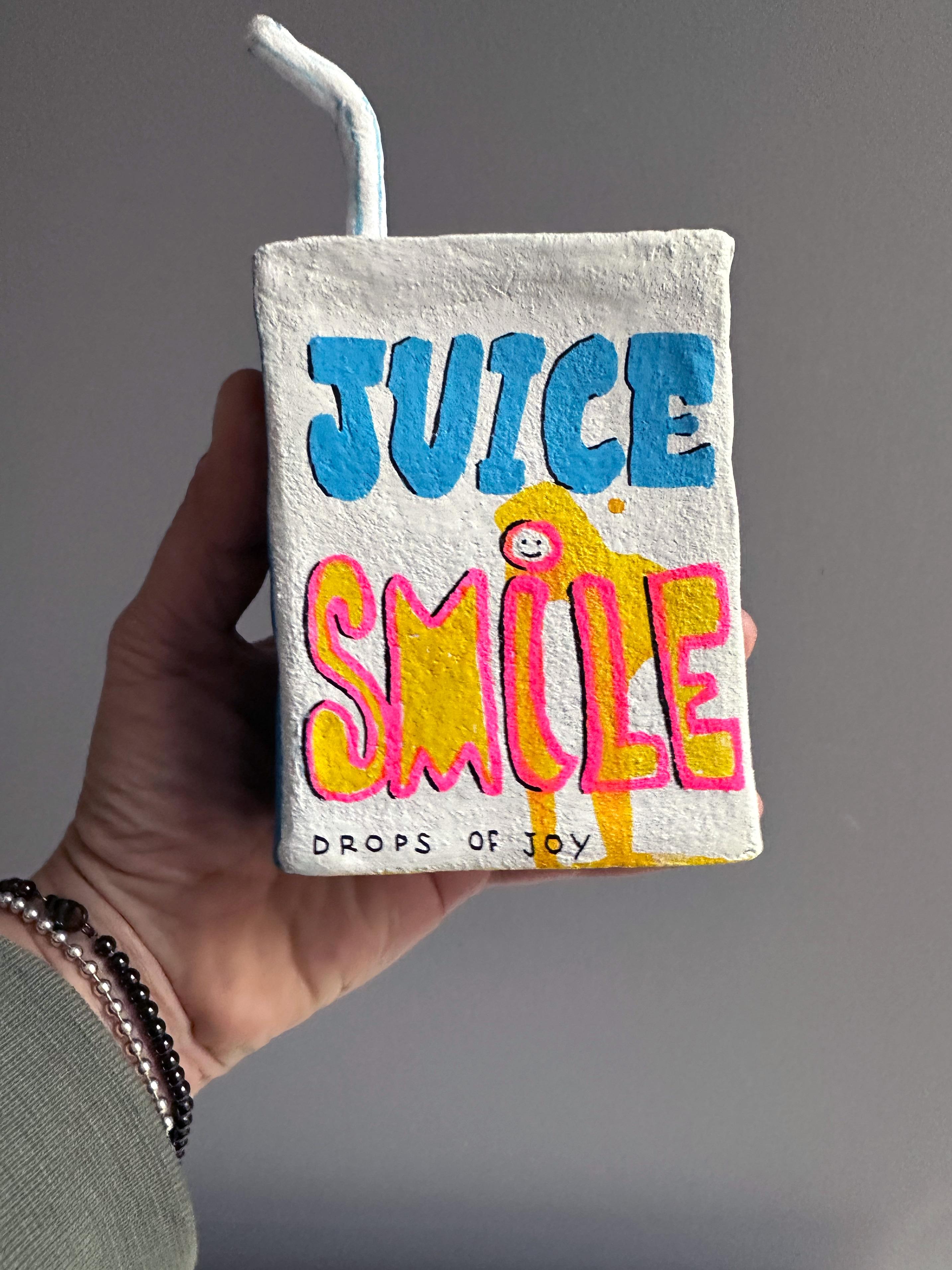 Drops of Joy Pop Surrealist Lehm Saftkarton Skulptur in Acrylfarbe über im Angebot 1