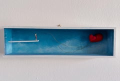 Heart Balloon Miniature Diorama Sculpture in Shadow Box Conceptual Wall Relief