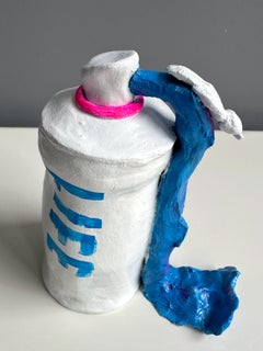 Life Clay Surreal Pop Sculpture in Acrylic Blue Tones