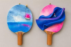 Maestrale & Scintilla – Pair of Contemporary Mixed Media Sculptures on Ping Pong