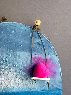 Relief aus Modellierton und Granulatpaste auf Tischtennisschläger mit Meereslandschaft