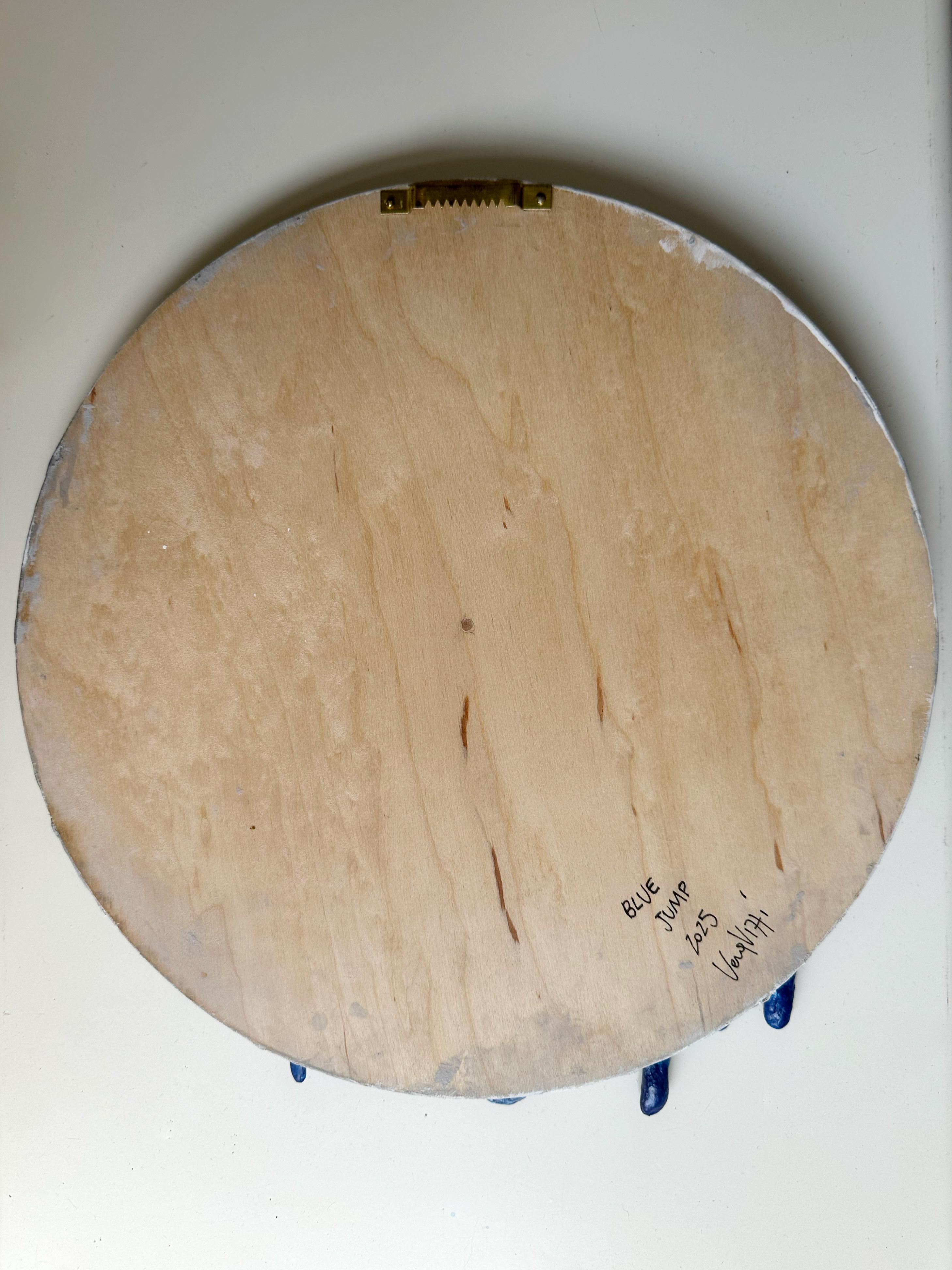 Modelliertes abstraktes Mondrelief mit blauer Meereslandschaft Acryl auf Holz Wandskulptur im Angebot 2