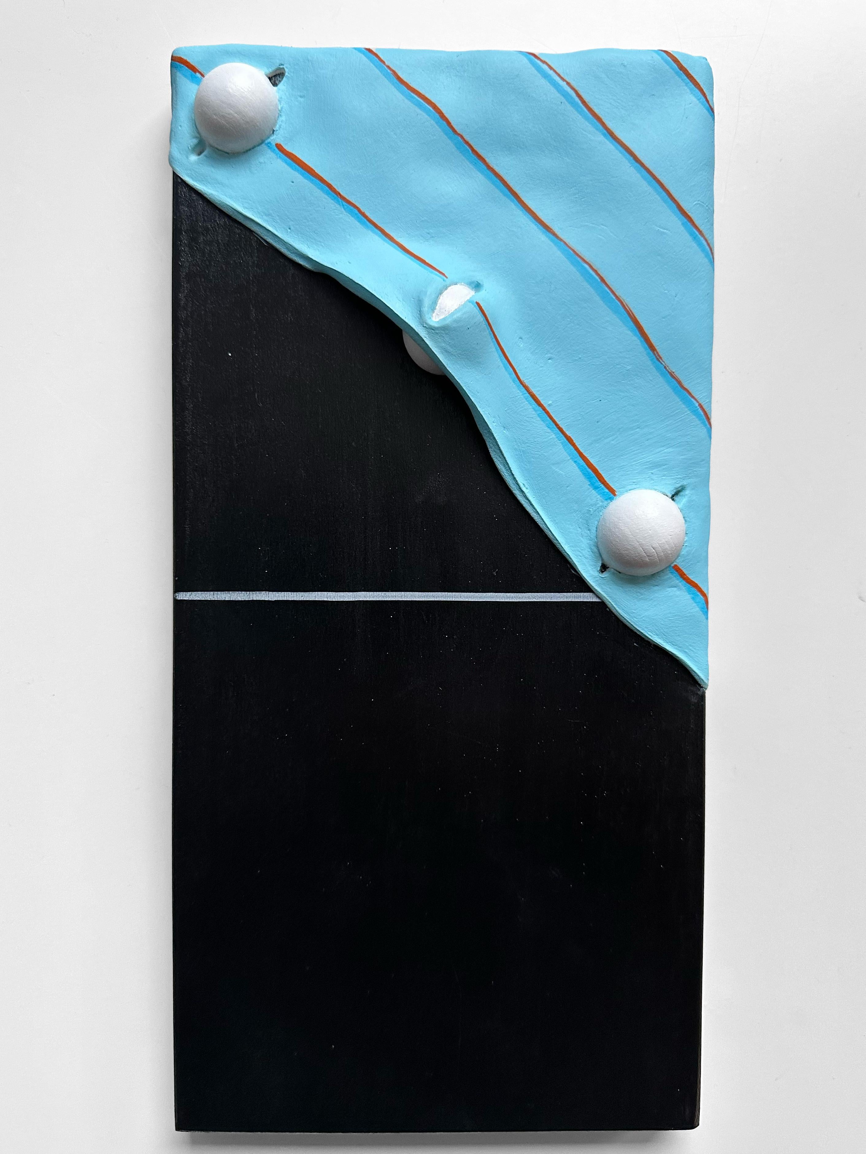 Vera Vizzi Abstract Sculpture - Modular Domino Wall Sculpture in Ultramarine Foam Clay on Black Painted Panel