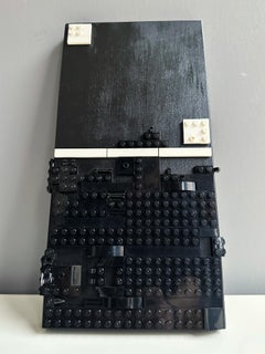 Escultura Modular de Pared Monocroma Serie Dominó en Bloques de Construcción Negros