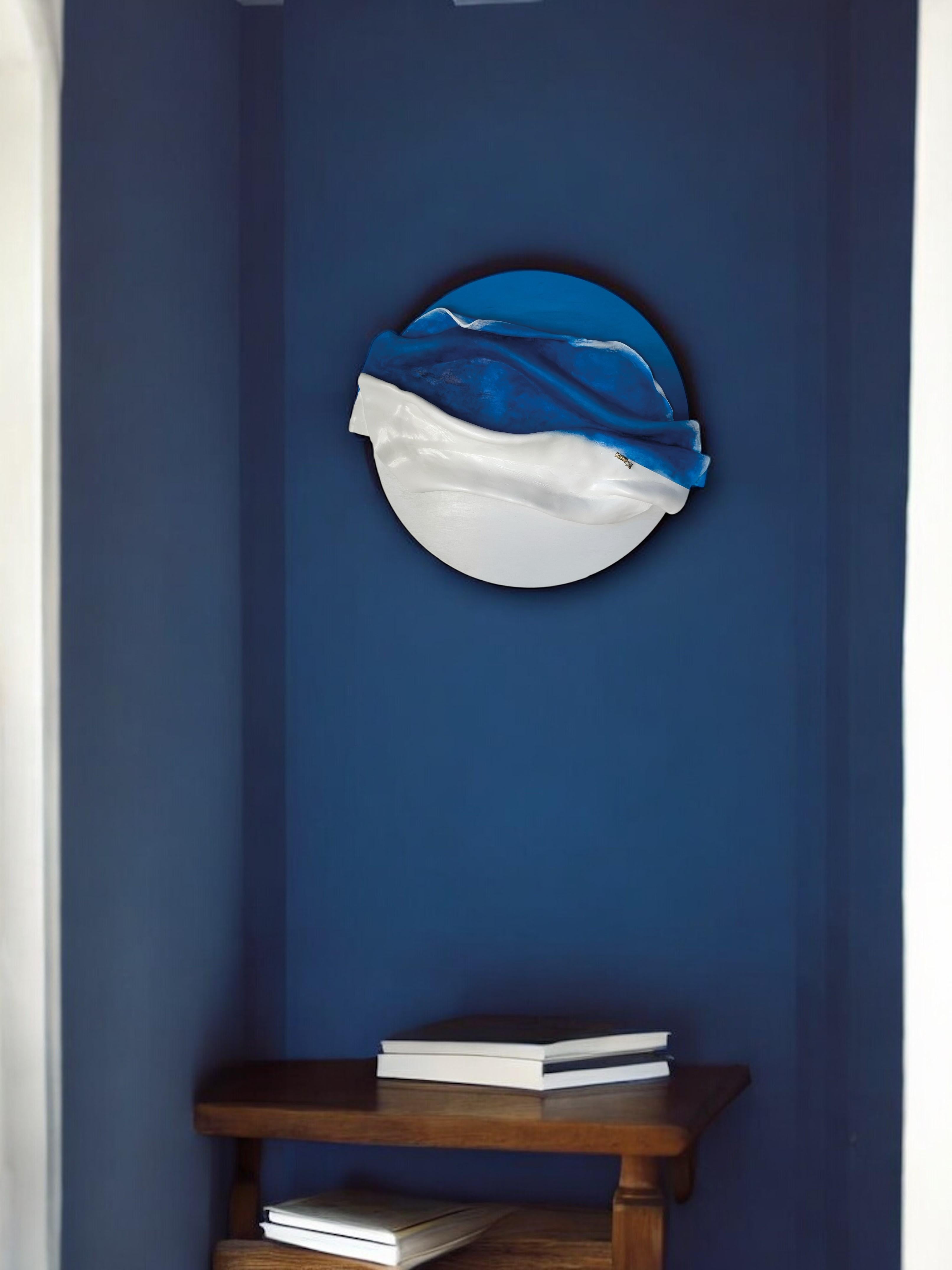 Sculpture poétique côtière abstraite de vagues murales avec mousse et émail en vente 7