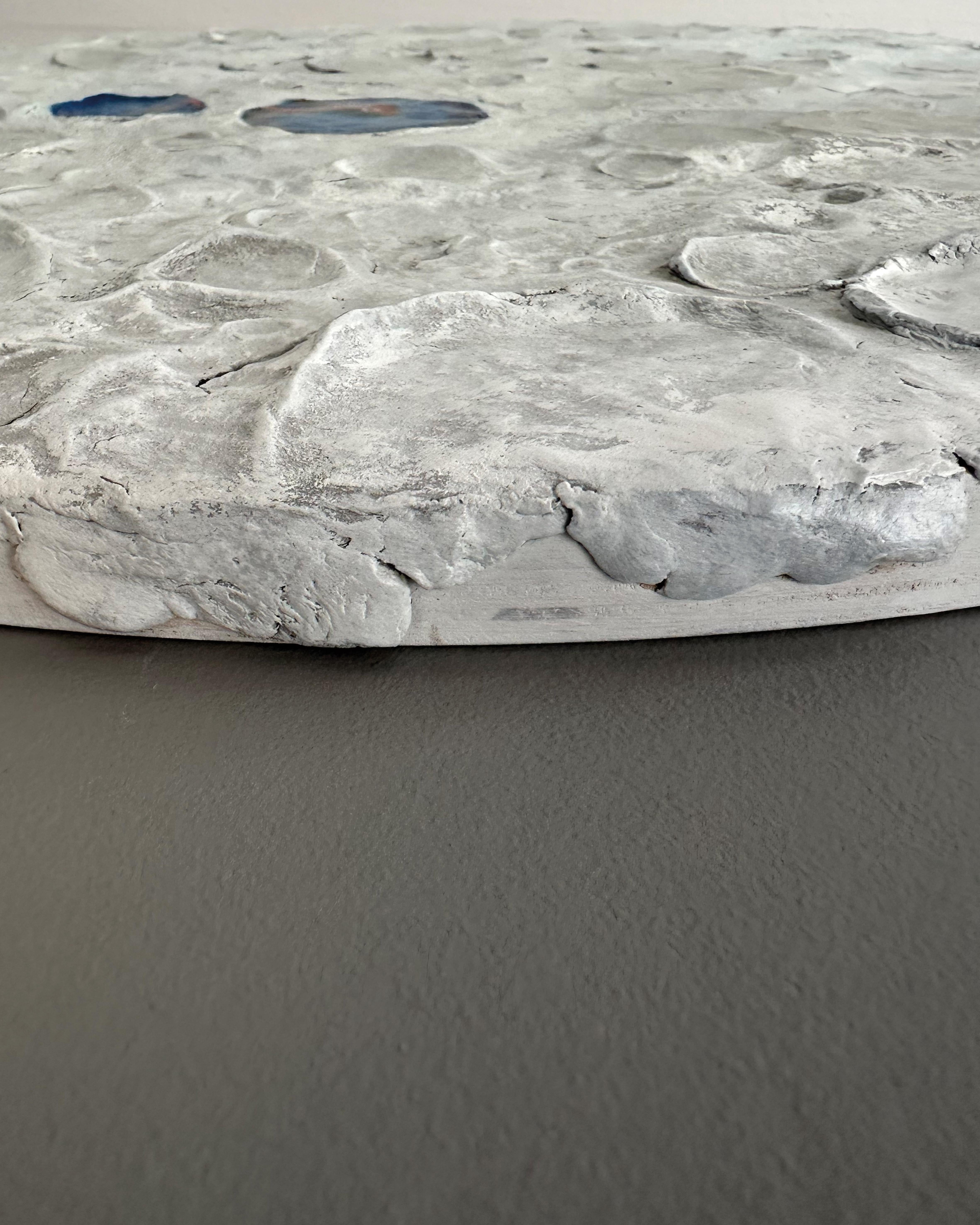 Surrealist Lunar Seascape Relief. Mixed Media Wood Wall Sculpture with Fish 5