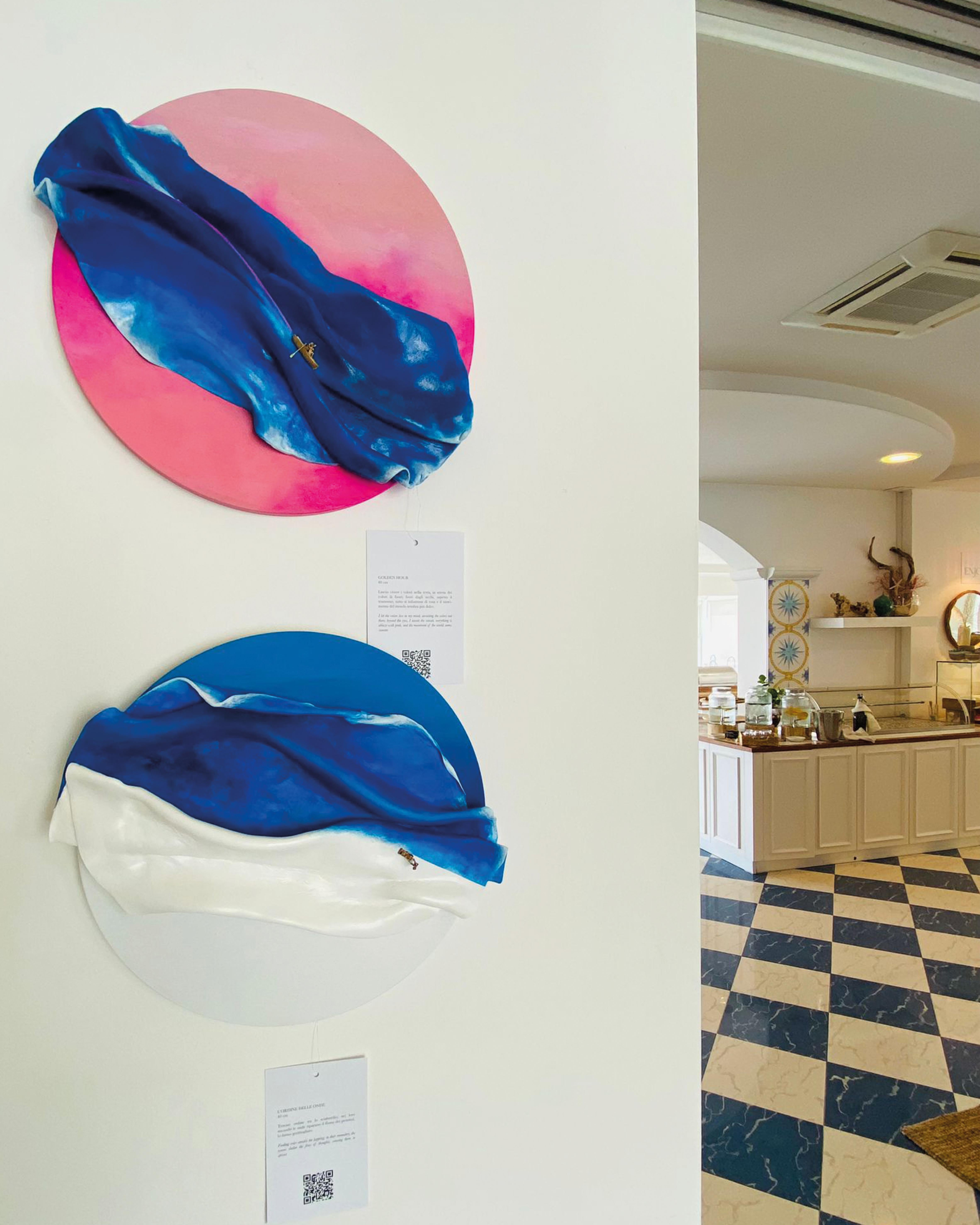 Sculpture poétique côtière abstraite de vagues murales avec mousse et émail en vente 4