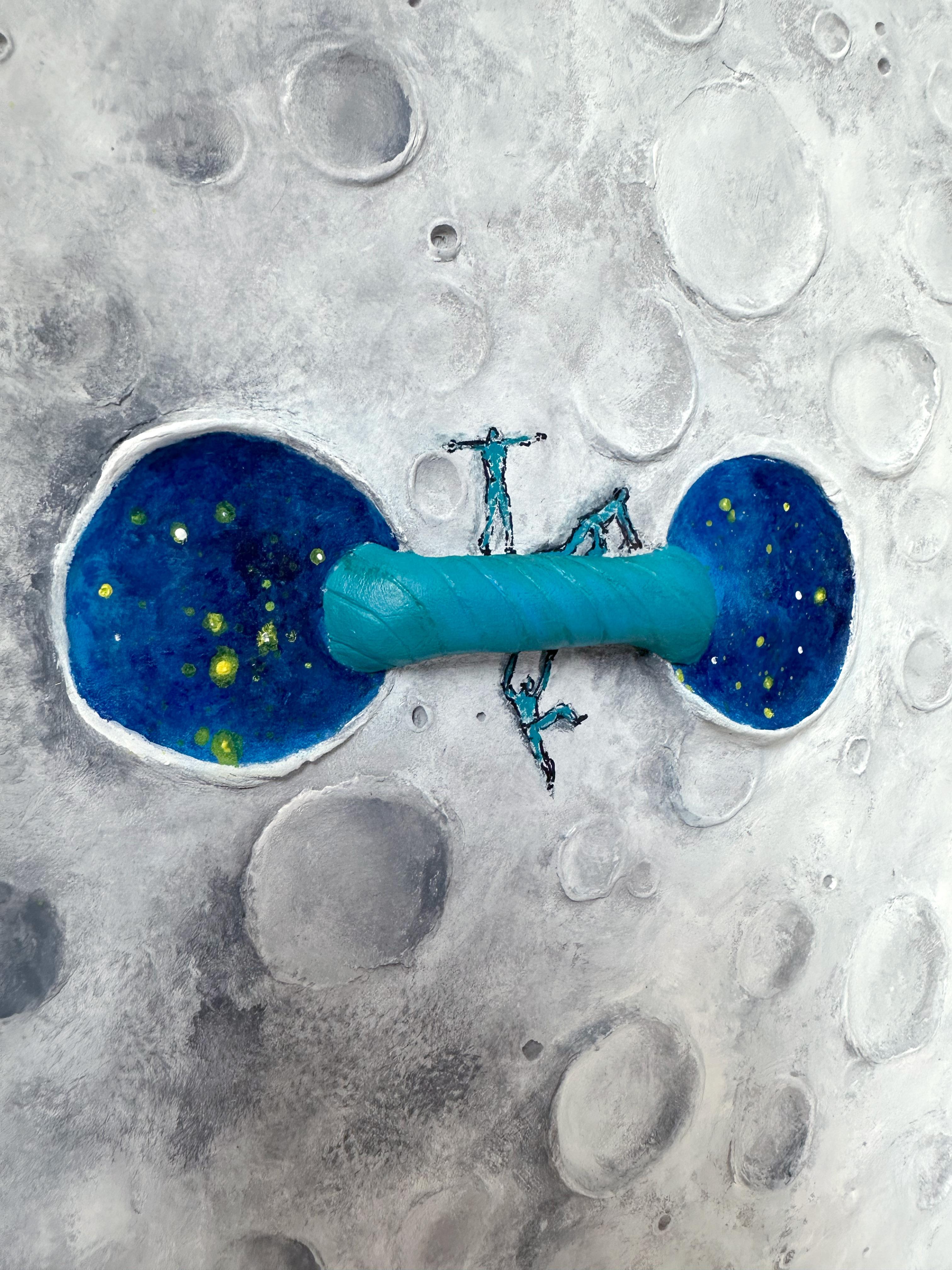 THE SAME – Lunar Wall Relief with Celestial Views in Modeling Clay and Acrylic - Sculpture by Vera Vizzi